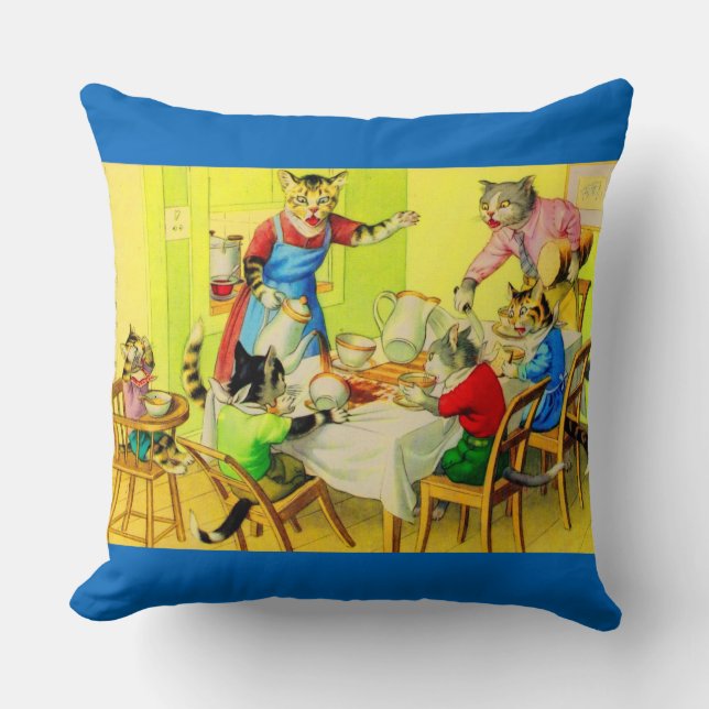 Alfred Mainzer cats Dinner Disaster print Kussen (Voorkant)