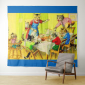 Alfred Mainzer cats Dinner Disaster print Wandkleed (In Situ (horizontaal))