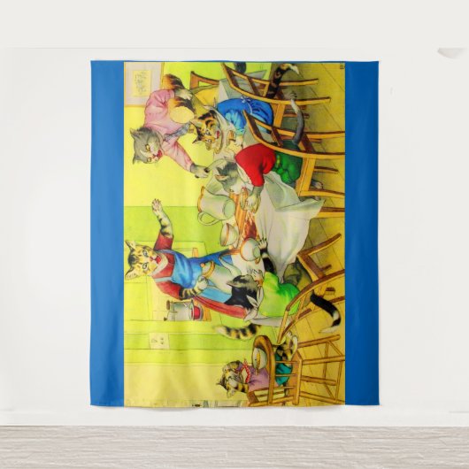 Alfred Mainzer cats Dinner Disaster print Wandkleed (Voorkant)