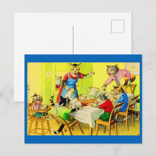 Alfred Mainzer katten Dinner Disaster Briefkaart (Voorkant / Achterkant)