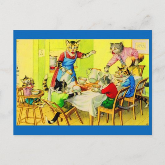 Alfred Mainzer katten Dinner Disaster Briefkaart (Voorkant)