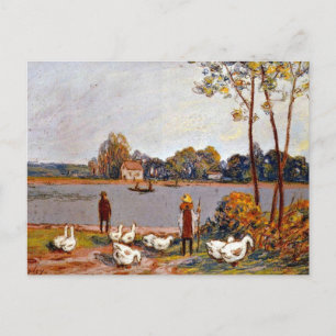 Alfred Sisley art: Door de rivier Loing Briefkaart
