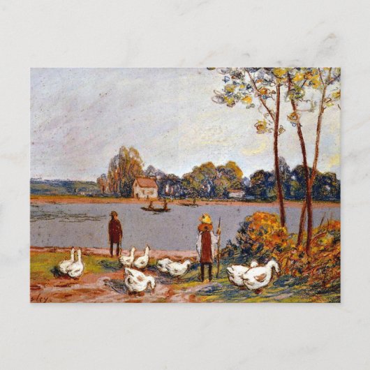 Alfred Sisley art: Door de rivier Loing Briefkaart (Voorkant)