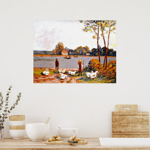 Alfred Sisley art: Door de rivier Loing, Poster