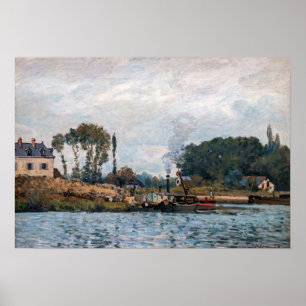Alfred Sisley - Boats bij de sluis van Bougival Poster