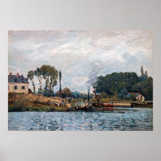 Alfred Sisley - Boats bij de sluis van Bougival Poster (Voorkant)