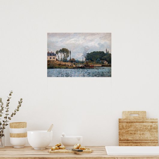 Alfred Sisley - Boats bij de sluis van Bougival Poster (Keuken)