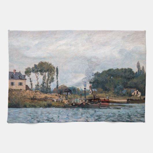 Alfred Sisley - Boats bij de sluis van Bougival Theedoek (Horizontaal)