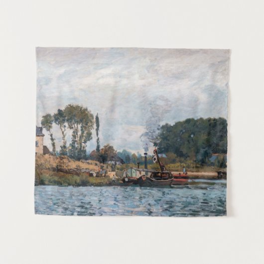 Alfred Sisley - Boats bij de sluis van Bougival Wandkleed (Voorkant (horizontaal))
