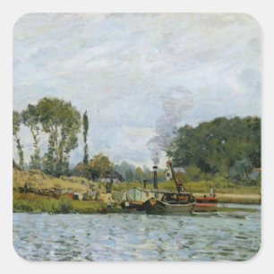Alfred Sisley   Boten aan het slot te Bougival Vierkante Sticker