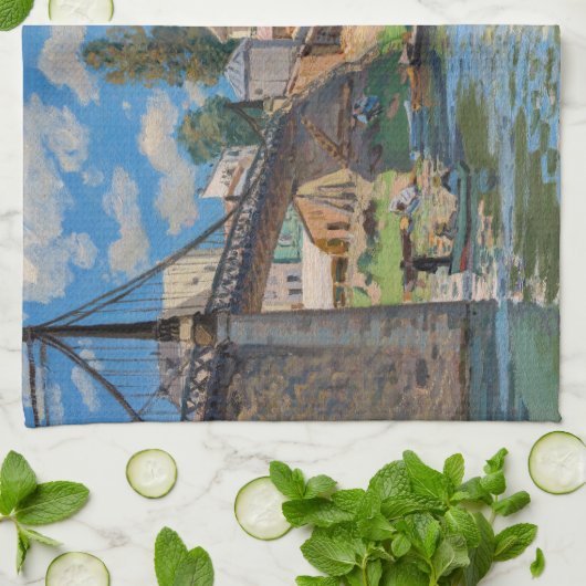 Alfred Sisley - Brug bij Villeneuve-la-Garenne Theedoek (Gevouwen)