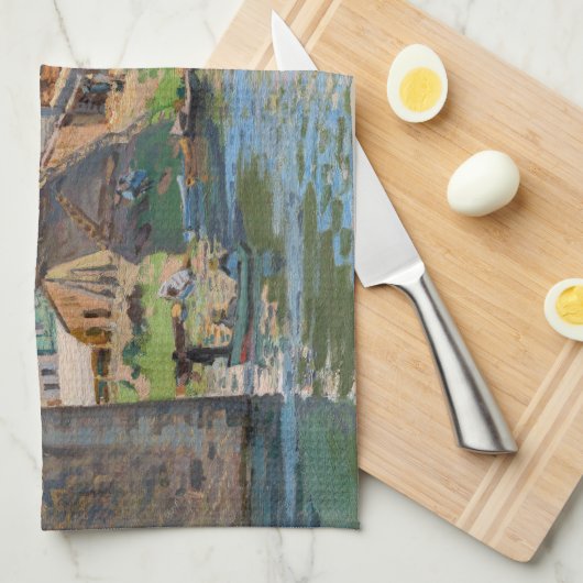 Alfred Sisley - Brug bij Villeneuve-la-Garenne Theedoek (Quarter Fold)