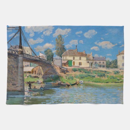 Alfred Sisley - Brug bij Villeneuve-la-Garenne Theedoek (Horizontaal)