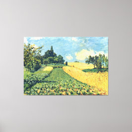 Alfred Sisley Corn Fields op de heuvels in Argente Canvas Afdruk