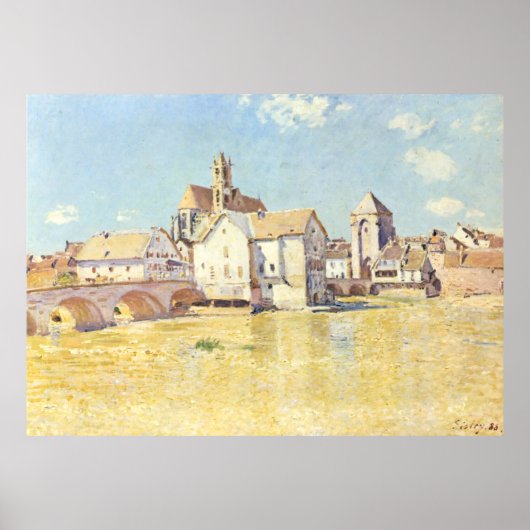Alfred Sisley De brug in Moret in de ochtend Poster (Voorkant)