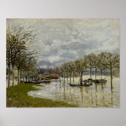 Alfred Sisley - De overstroming op de weg Poster (Voorkant)