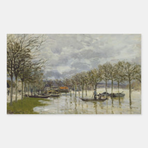 Alfred Sisley - De overstroming over de weg Rechthoekige Sticker