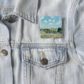 Alfred Sisley - De weide Vierkante Button 5,1 Cm (In situ)