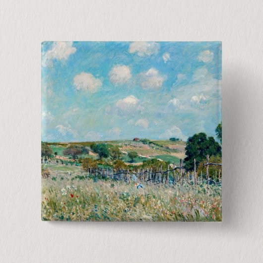 Alfred Sisley - De weide Vierkante Button 5,1 Cm (Voorkant)