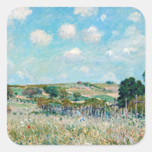 Alfred Sisley - De weide Vierkante Sticker (Voorkant)