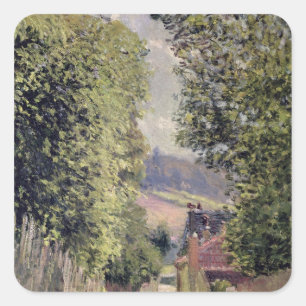 Alfred Sisley Een weg in Louveciennes Vierkante Sticker