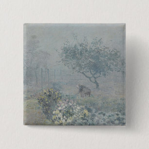 Alfred Sisley - Fog, Voisins Vierkante Button 5,1 Cm