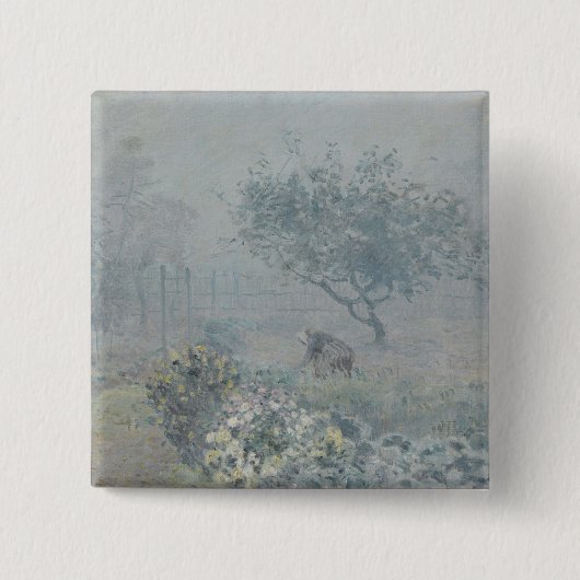 Alfred Sisley - Fog, Voisins Vierkante Button 5,1 Cm (Voorkant)