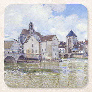 Alfred Sisley Gebouwen en bruggen met water Kartonnen Onderzetters