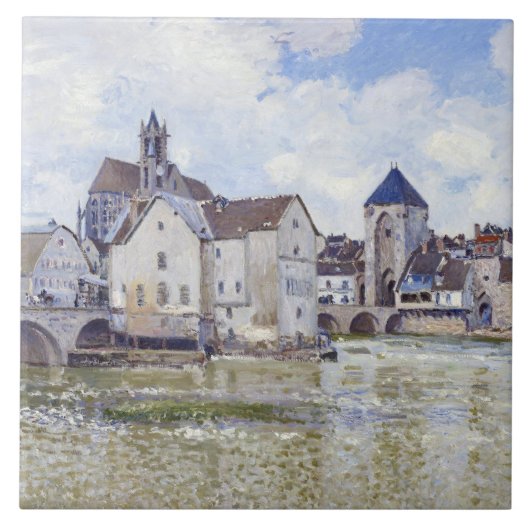 Alfred Sisley Gebouwen en bruggen met water Tegeltje (Voorkant)