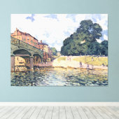 Alfred Sisley Hampton Court Bridge Canvas Afdruk (Insitu (Houten vloer))