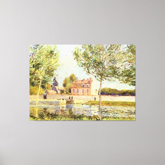 Alfred Sisley Huizen aan de oevers van de Loing Canvas Afdruk (Voorkant)