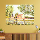 Alfred Sisley Huizen aan de oevers van de Loing Canvas Afdruk (Insitu (Woonkamer))