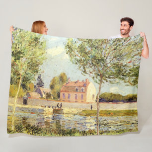 Alfred Sisley Huizen aan de oevers van de Loing Fleece Deken
