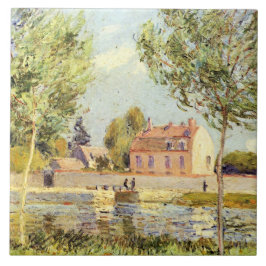Alfred Sisley Huizen aan de oevers van de Loing Tegeltje