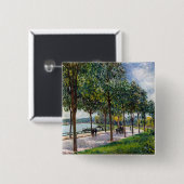 Alfred Sisley - Laan met kastanjebomen Vierkante Button 5,1 Cm (Voorkant /achterkant)