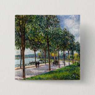 Alfred Sisley - Laan van Kastanjebomen Vierkante Button 5,1 Cm