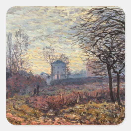 Alfred Sisley | Landschap nabij Louveciennes Vierkante Sticker (Voorkant)