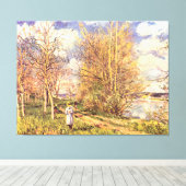 Alfred Sisley Les Petits Prés in het voorjaar Canvas Afdruk (Insitu (Houten vloer))