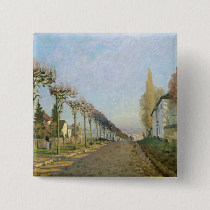 Alfred Sisley   Machinestraat Louveciennes Vierkante Button 5,1 Cm