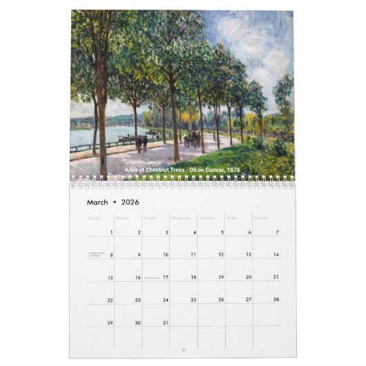 Alfred Sisley Masterstuks Selection Calendar Kalender (Mar 2026)