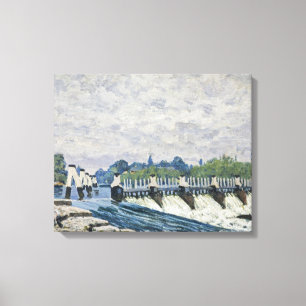 Alfred Sisley - Molesey Weir, Hampton Court Canvas Afdruk