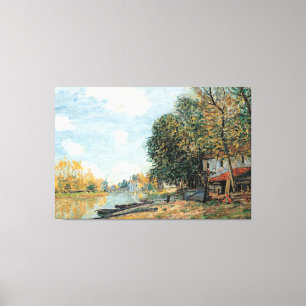 Alfred Sisley Moret over de oevers van de rivier d Canvas Afdruk