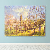 Alfred Sisley Orchard in het voorjaar Canvas Afdruk (Insitu (Houten vloer))