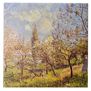 Alfred Sisley Orchard in het voorjaar Tegeltje