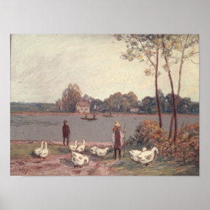 Alfred Sisley   Over de banken van de lening Poster