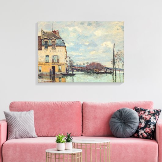 Alfred Sisley - Overstroming in Port-Marly 1872 Canvas Afdruk (Insitu (Woonkamer))