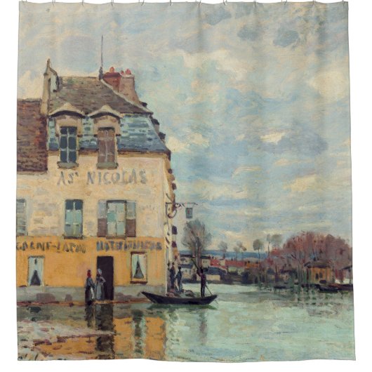 Alfred Sisley - Overstroming in Port-Marly 1872 Douchegordijn (Voorkant)