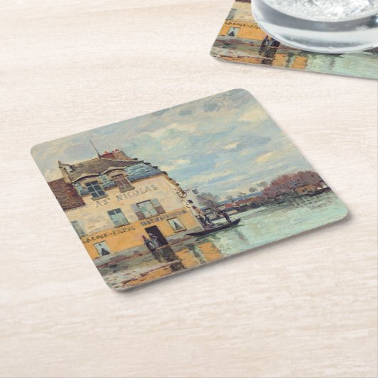 Alfred Sisley - Overstroming in Port-Marly 1872 Kartonnen Onderzetters (Schuin)