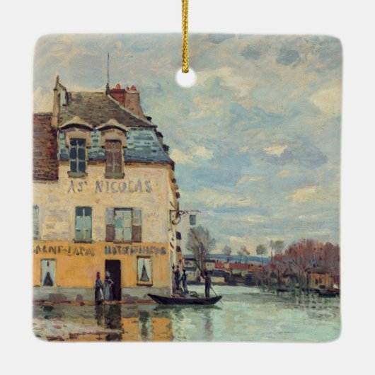 Alfred Sisley - Overstroming in Port-Marly 1872 Keramisch Ornament (Achterkant)