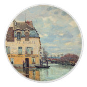 Alfred Sisley - Overstroming in Port-Marly 1872 Keramische Knop (Voorkant)